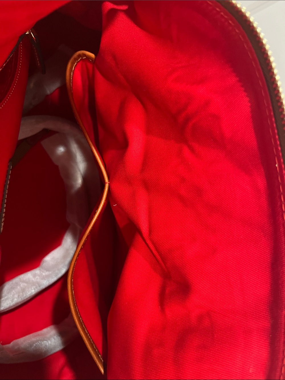 Dooney & Bourke  large Burgundy Pebble Leather Satchel with Tan Trim - Picture 10 of 16